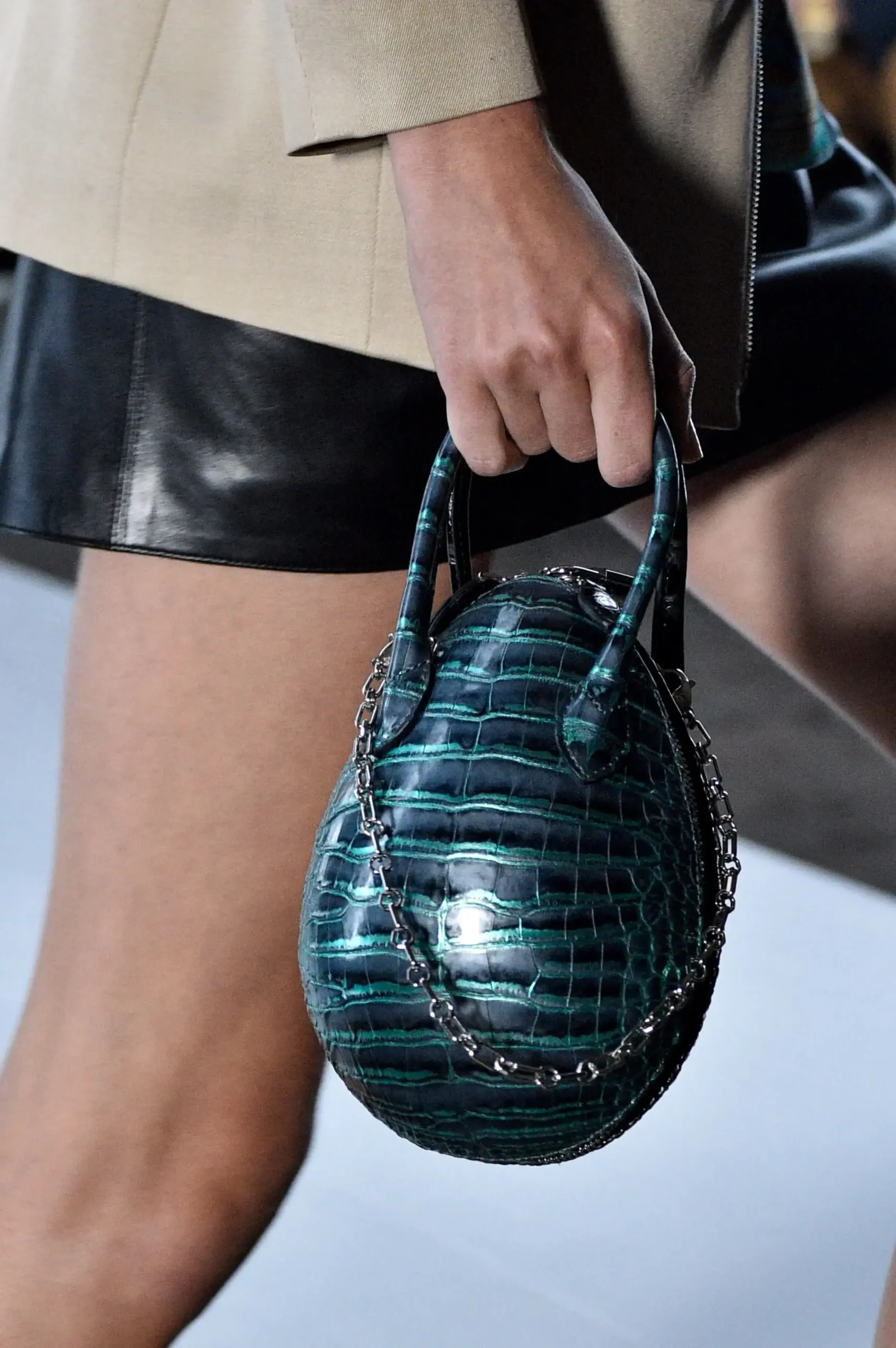 Statement Piece: Green Croc Bag on the Runway