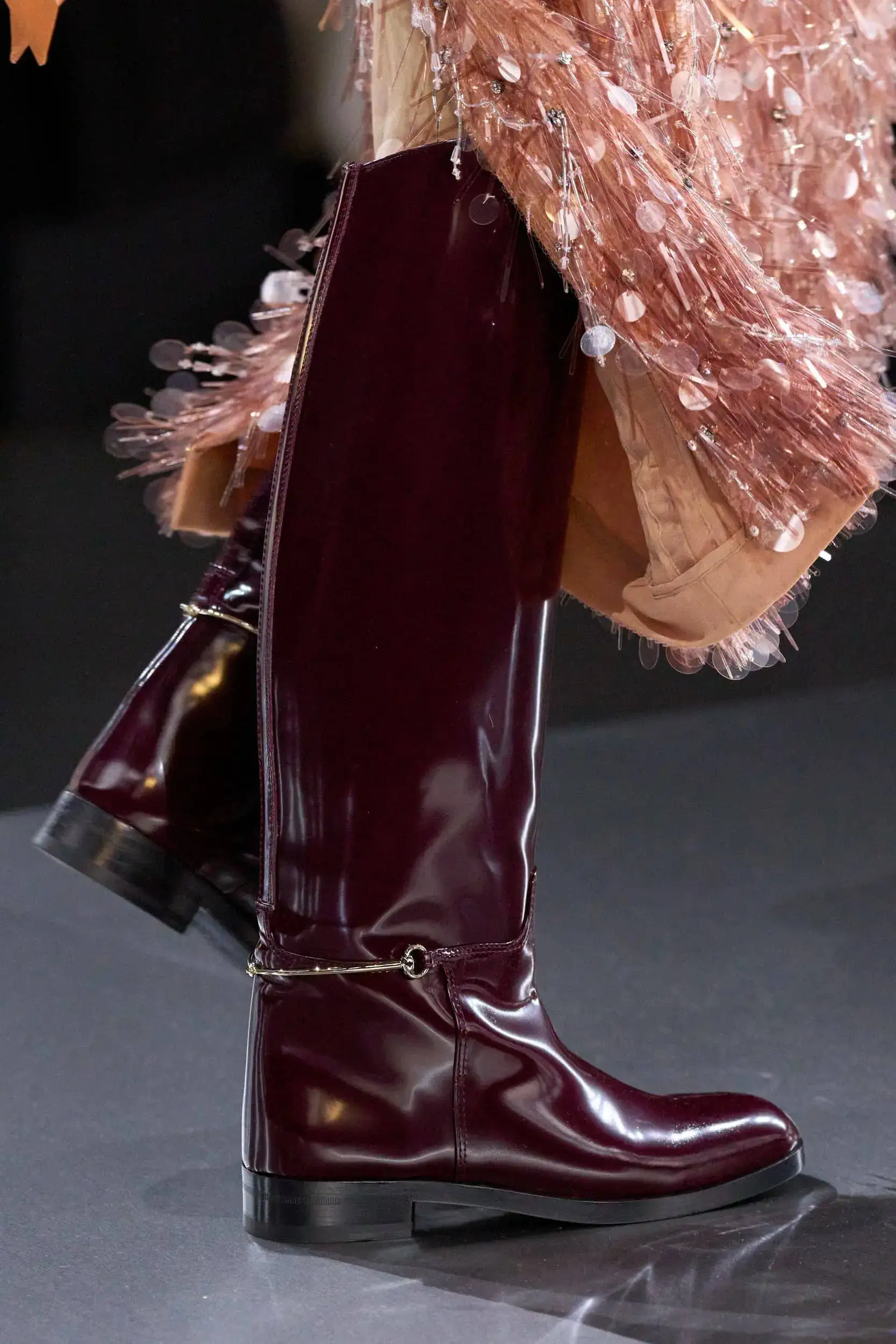 Gucci Burgundy Patent Boots: Statement Footwear for the Runway