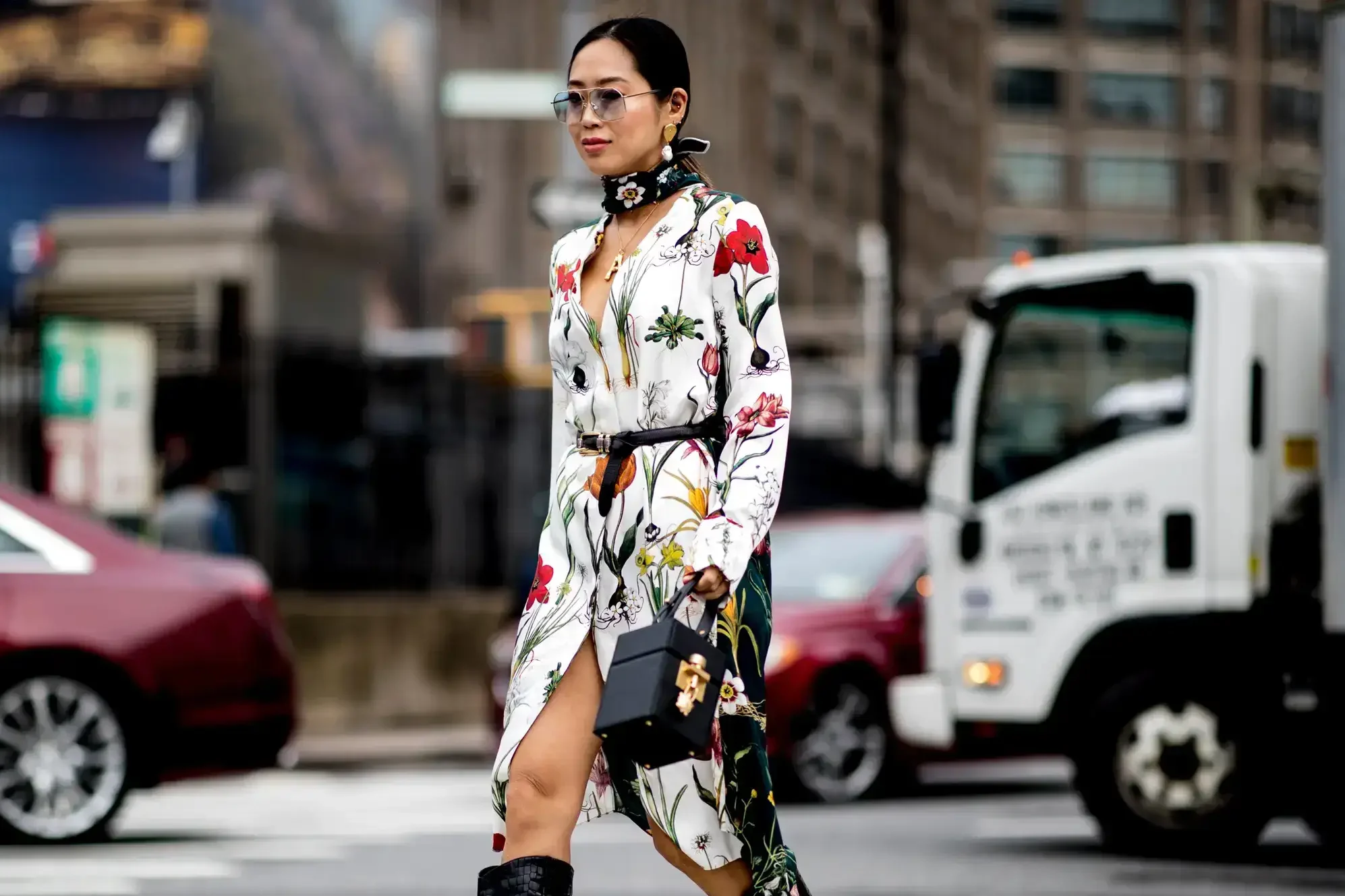 Floral Dress meets Boots in Street Style
